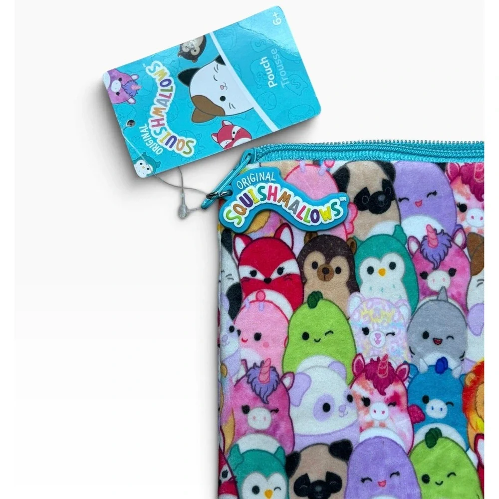 Squishmallows Plush Zipper Pouch All Over Print Cam Fifi Winston Makeup Bag NEW